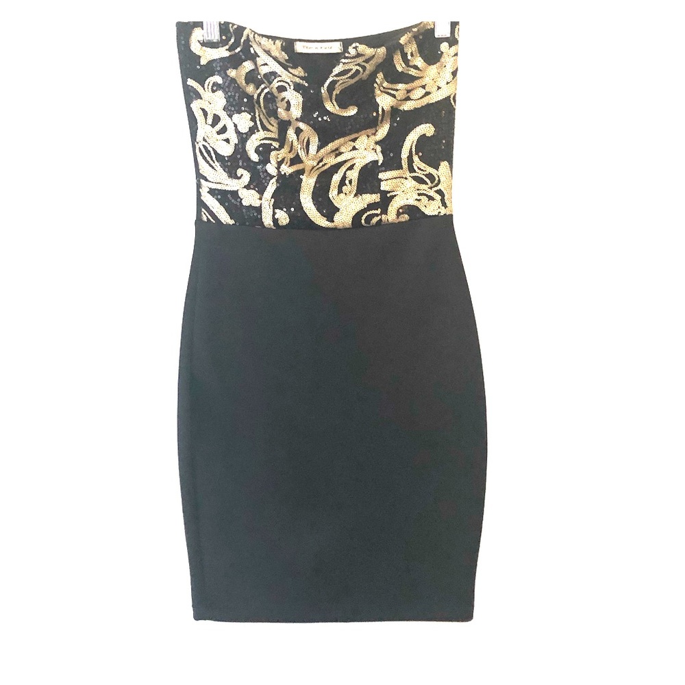 Strapless sequin holiday dress